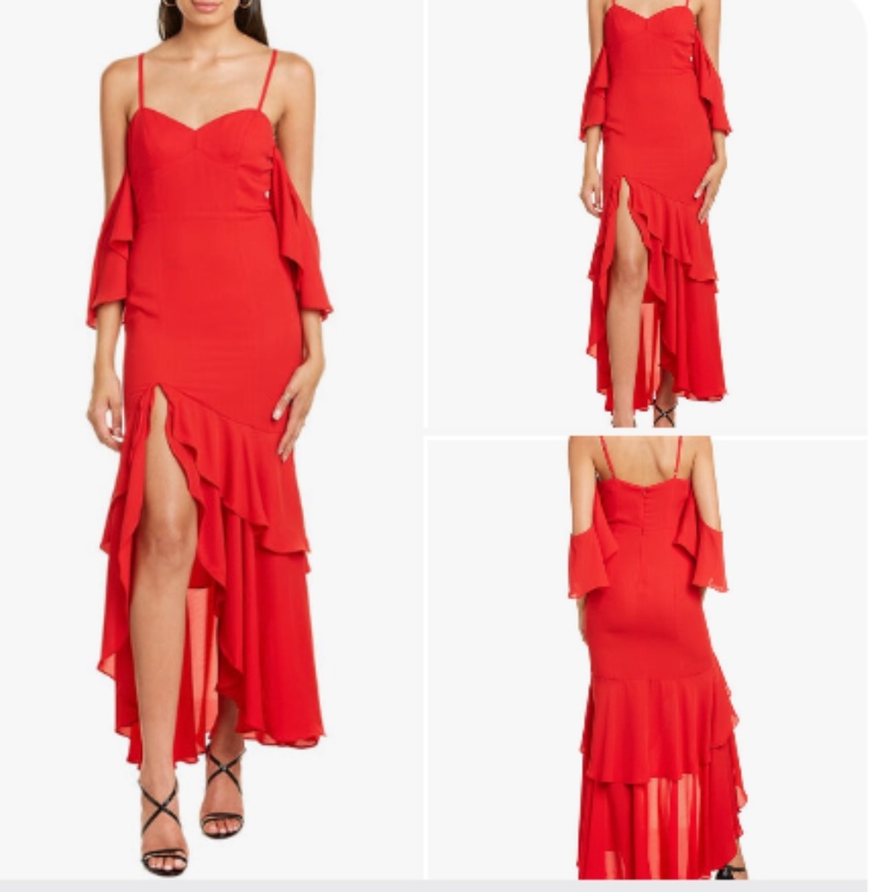 NWT Fame and Partners The Denby Gown in Cherry Red